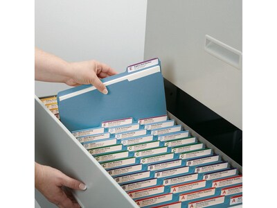 Smead File Folder, 1/3-Cut Tab, Letter Size, Blue, 100/Box (12043)