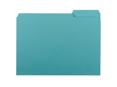 Smead® Interior File Folder, 1/3-Cut Tab, Letter Size, Aqua, 100/Box (10235)