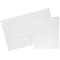 JAM Paper® Laminated Two-Pocket Glossy Presentation Folders, White, 6/Pack (103489D)
