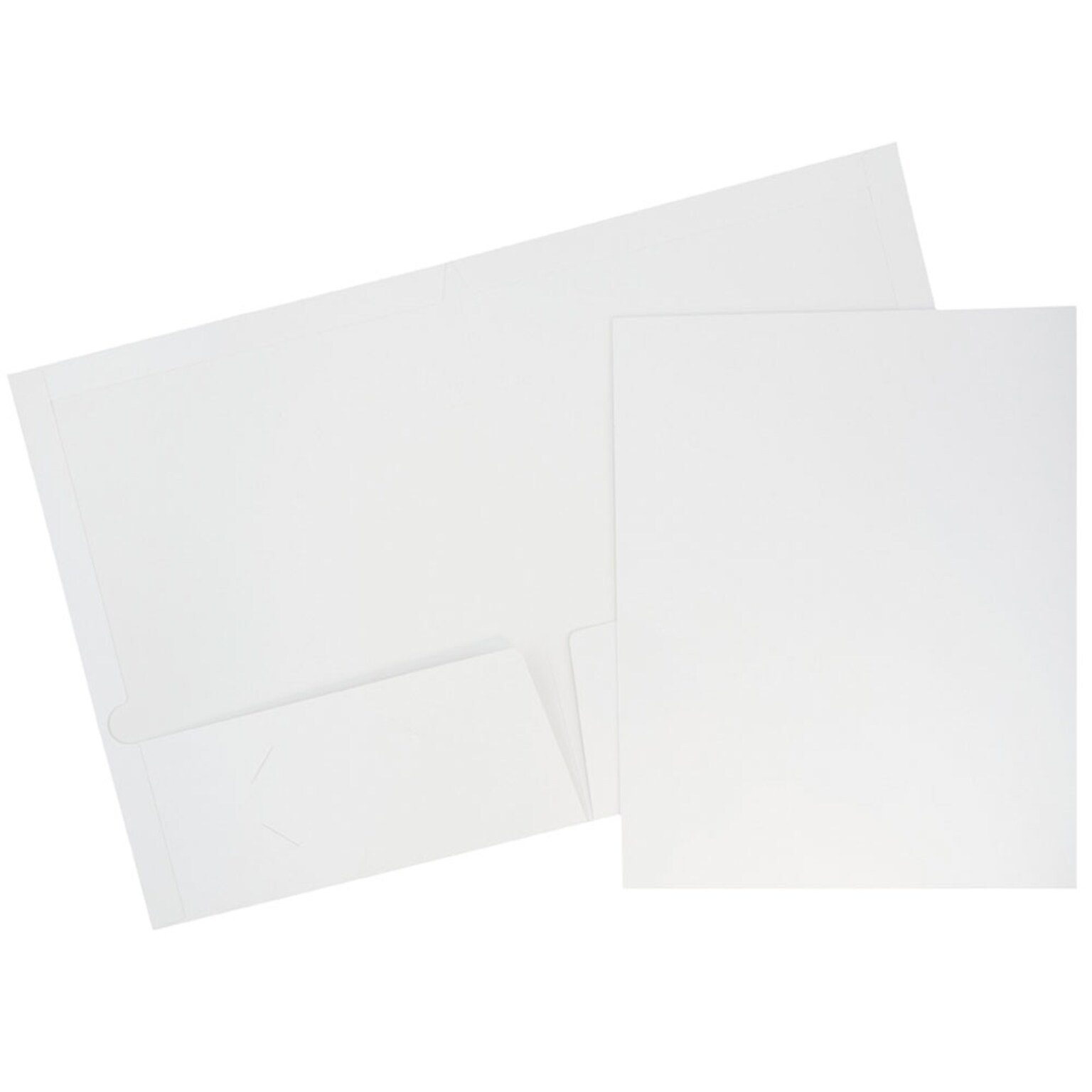 JAM Paper® Laminated Two-Pocket Glossy Presentation Folders, White, 6/Pack (103489D)