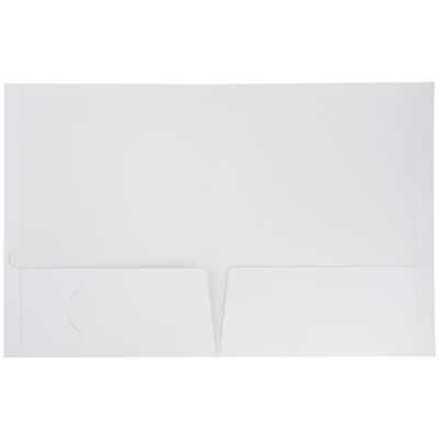 JAM Paper® Laminated Two-Pocket Glossy Presentation Folders, White, 6/Pack (103489D)