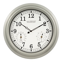 La Crosse Technology 18 Inch IN/OUT Quartz Wall Clock with Thermometer and Hygrometer (WT-3181PL-Q)