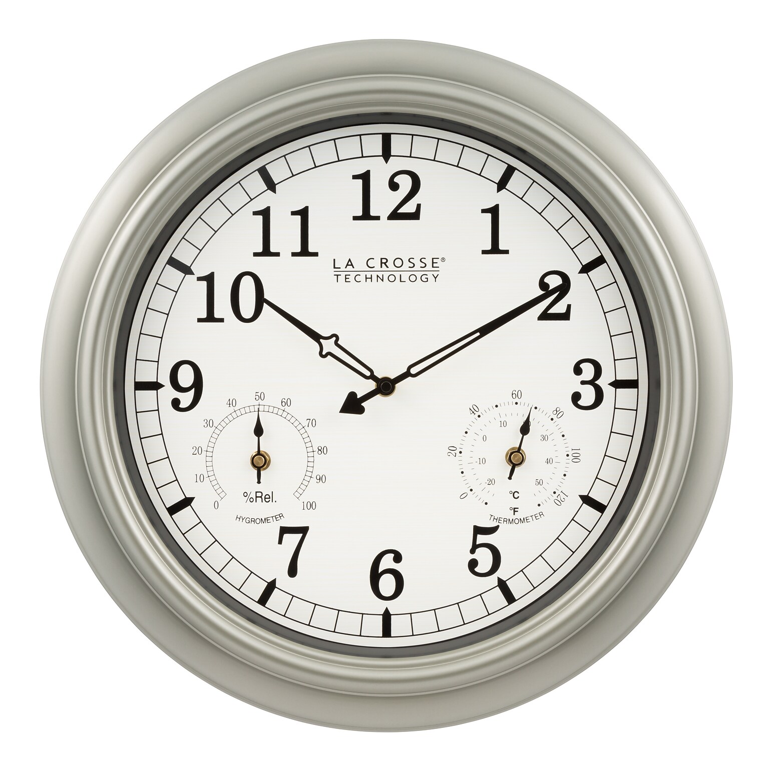 La Crosse Technology 18 Inch IN/OUT Quartz Wall Clock with Thermometer and Hygrometer (WT-3181PL-Q)