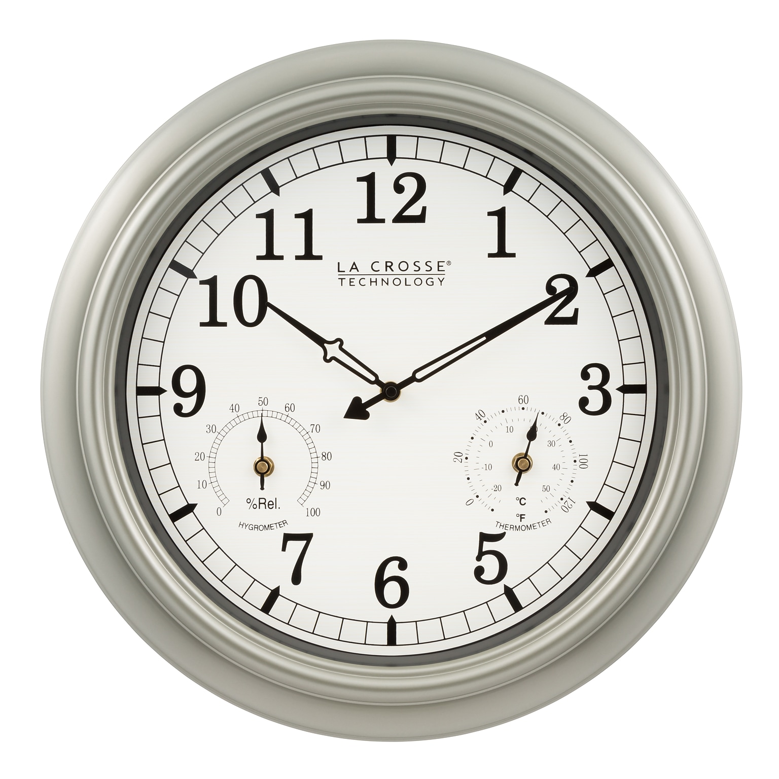 La Crosse Technology 18 Inch IN/OUT Quartz Wall Clock with Thermometer and Hygrometer (WT-3181PL-Q)