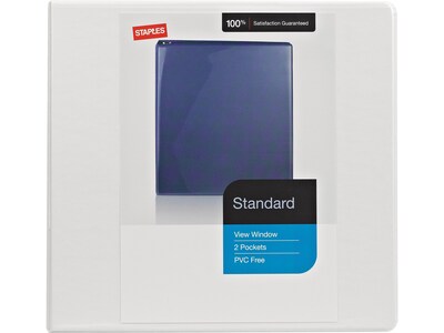 Standard 4 3 Ring View Binder with D-Rings, White (26358-CC)