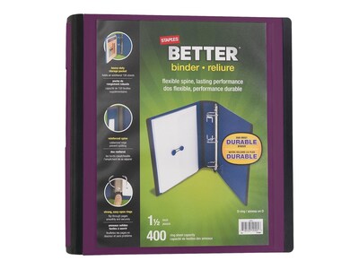 Staples 1 1/2 3-Ring Better Binder, Plum (22164-US)