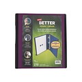 Better 1 3 Ring View Binder with D-Rings, Plum (22158-US)