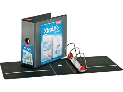 Cardinal XtraLife ClearVue Heavy Duty 5 3-Ring Non-View Binders, D-Ring, Black (26351CB)