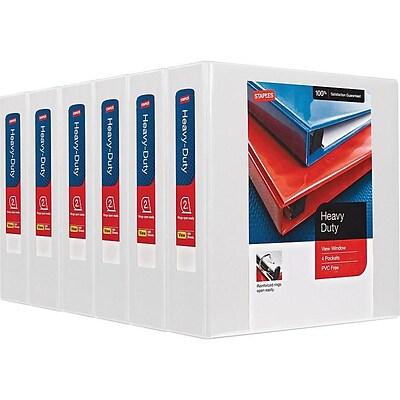 Heavy Duty 2 3 Ring View Binder with D-Rings, White, 6/Pack (56264CT/24688CT)