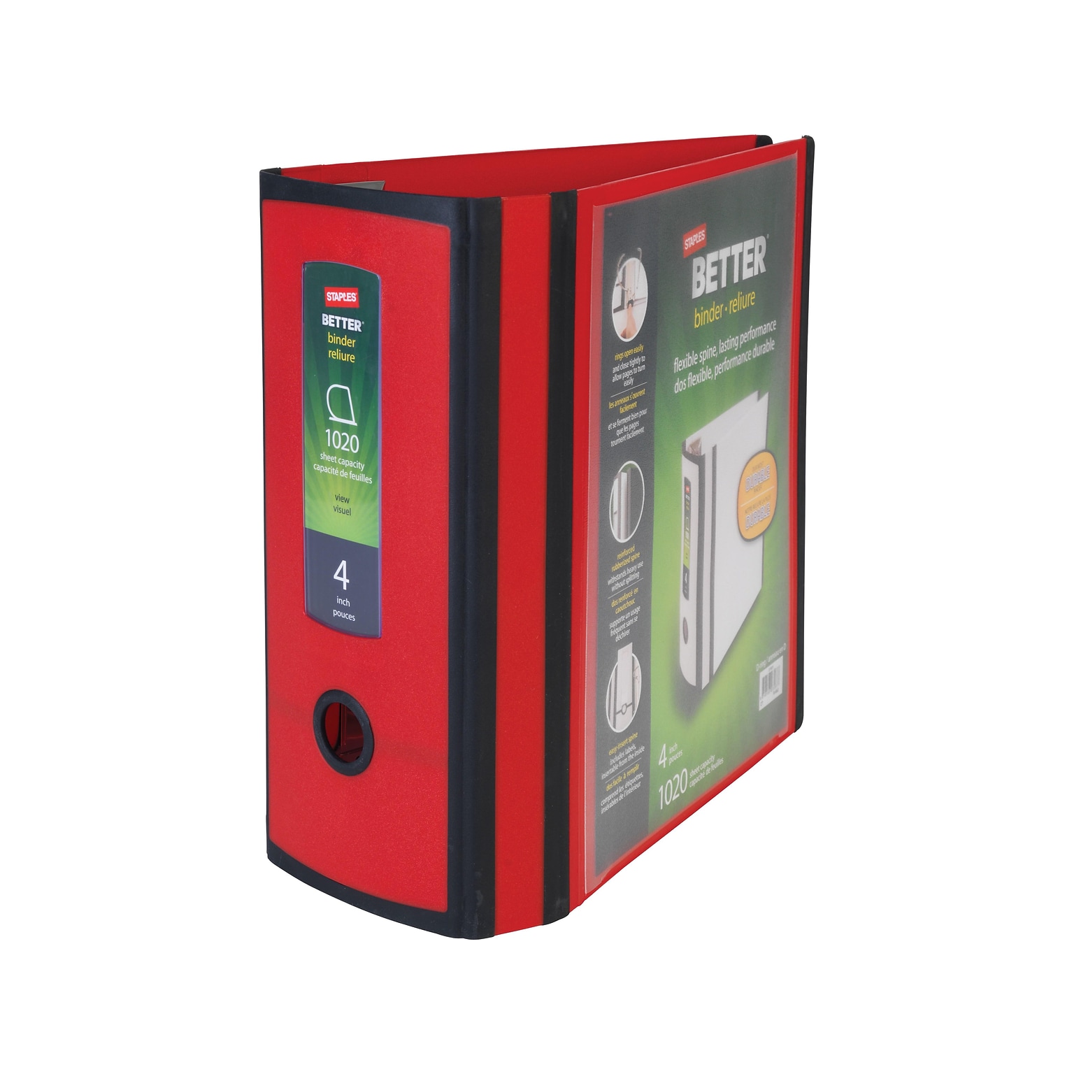 Staples 4 3-Ring Better Binder, Red (27921)