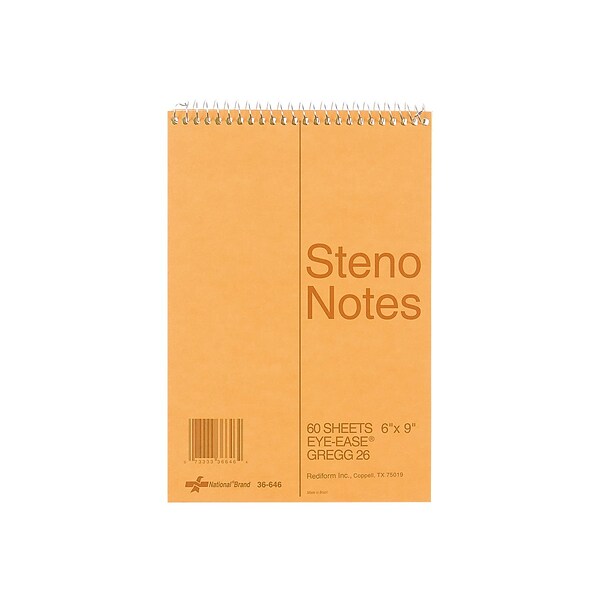 Basics Steno Books, 6 x 9, Gregg Rule, Green Paper, 80 Sheets,  12-Pack