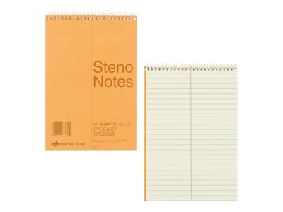 National Brand Steno Pad, 6" x 9", Gregg, Brown, 60 Sheets/Pad (36646)