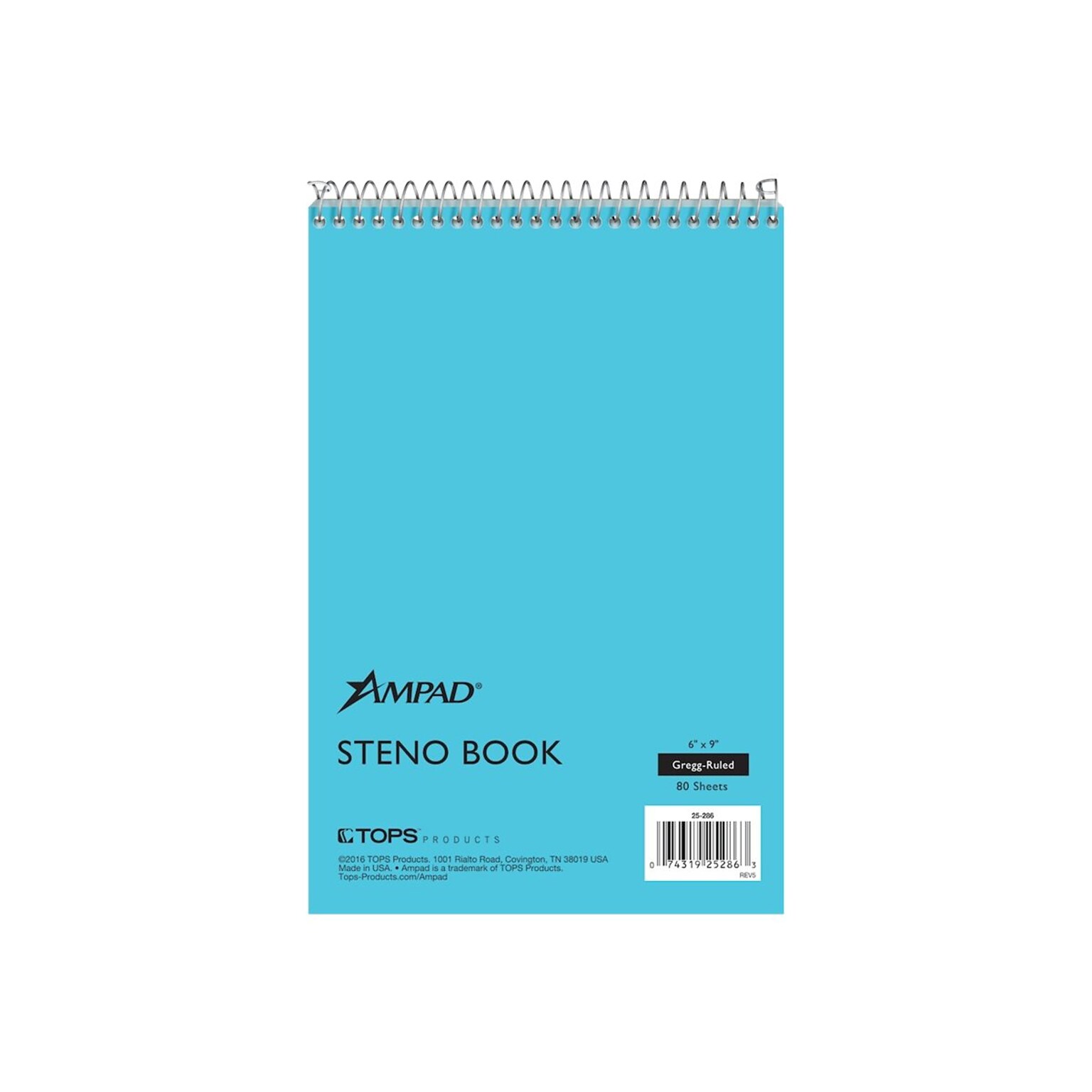 Ampad Steno Pad, 6 x 9, Gregg, Blue Cover, 80 Sheets/Pad (TOP25-286)