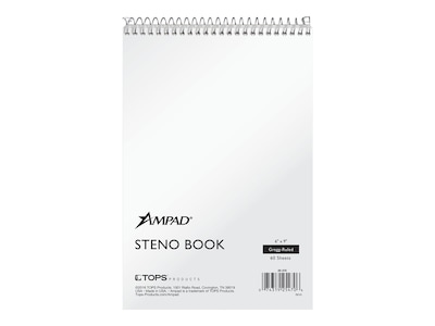 Ampad Steno Pad, 6 x 9, Gregg, White, 60 Sheets/Pad (TOP 25-470)