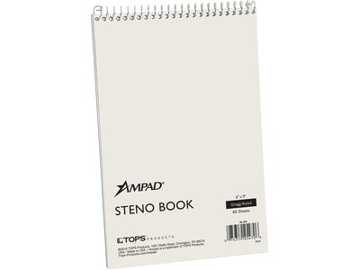 Ampad Steno Pad, 6" x 9", Gregg, White, 60 Sheets/Pad (TOP 25-470)