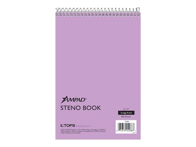 Ampad Steno Pad, 6 x 9, Gregg, Orchid Cover, 80 Sheets/Pad (TOP25-288)