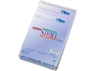 TOPS Prism Steno Pads, 6" x 9", Gregg, Purple, 80 Sheets/Pad, 4 Pads/Pack (TOP 80264)