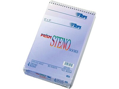 TOPS Prism Steno Pads, 6" x 9", Gregg, Purple, 80 Sheets/Pad, 4 Pads/Pack (TOP 80264)