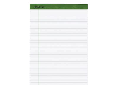 Ampad Earthwise Notepads, 8.5 x 11.75, Wide, White, 50 Sheets/Pad, 4 Pads/Pack (TOP 40102R)