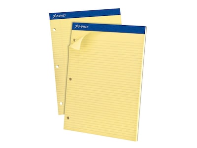 Ampad Notepad, 8.5 x 11.75, Narrow, Canary, 100 Sheets/Pad (TOP 20-246)
