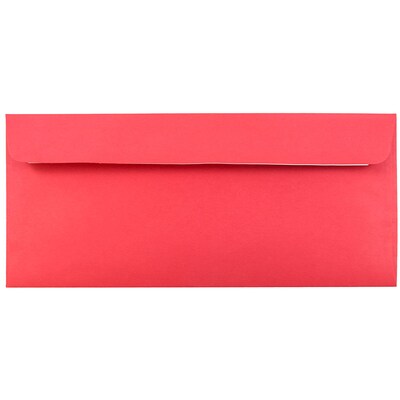 JAM Paper Peel & Seal #10 Business Envelope, 4 1/8" x 9 1/2", Christmas Red, 50/Pack (11789I)