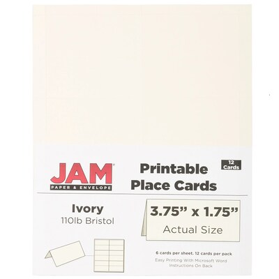 JAM Paper® Printable Place Cards, 3 3/4 x 1 3/4, Ivory Placecards, 12/Pack (2225916895)