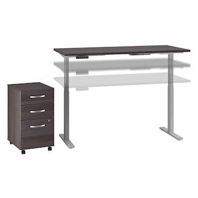 Bush Business Furniture Move 60 Series 72Wx30D Height Adjustable Desk w/ Storage, Storm Gray/Cool Gray, Installed (M6S012SGSUFA)