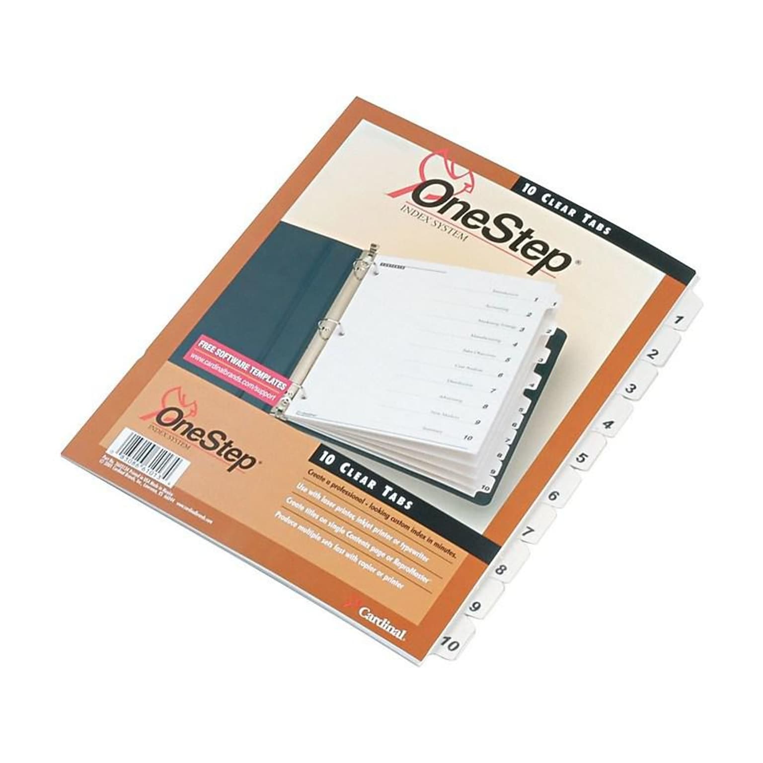 Cardinal OneStep Index System Numeric Paper Dividers, 10-Tab, White (CRD61013)