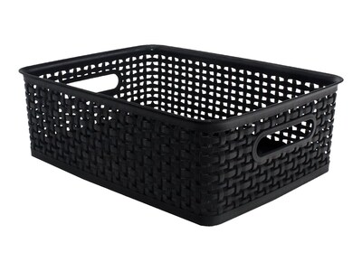 Advantus Plastic Weave Bin, Black, 4.63H x 10-1/2W x 14D