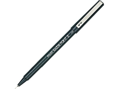 Pilot Razor Point II Marker Pens, Super Fine Point, Black Ink, Dozen (11009)