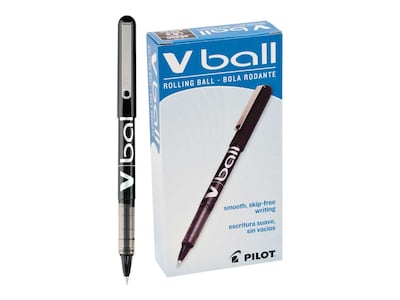 Pilot VBall Rollerball Pens, Extra Fine Point, Black Ink, Dozen (35200)