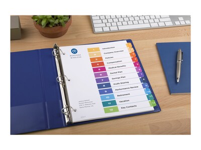 Avery Ready Index Numeric Paper Dividers, 12-Tab, Multicolor, 6/Pack (11196)