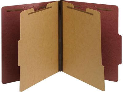 Pendaflex® Six-Section Colored PressGuard Heavy Duty Classification Folders, Letter Size, Red, 10/Bo