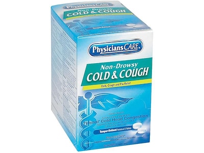 PhysiciansCare Cold & Cough Tablets, 2/Pack, 50 Packs/Box (90092)