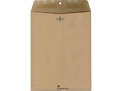 Sustainable Earth by Staples Clasp & Moistenable Glue Catalog Envelopes, 9" x 12", Natural Brown, 100/Box (19964)