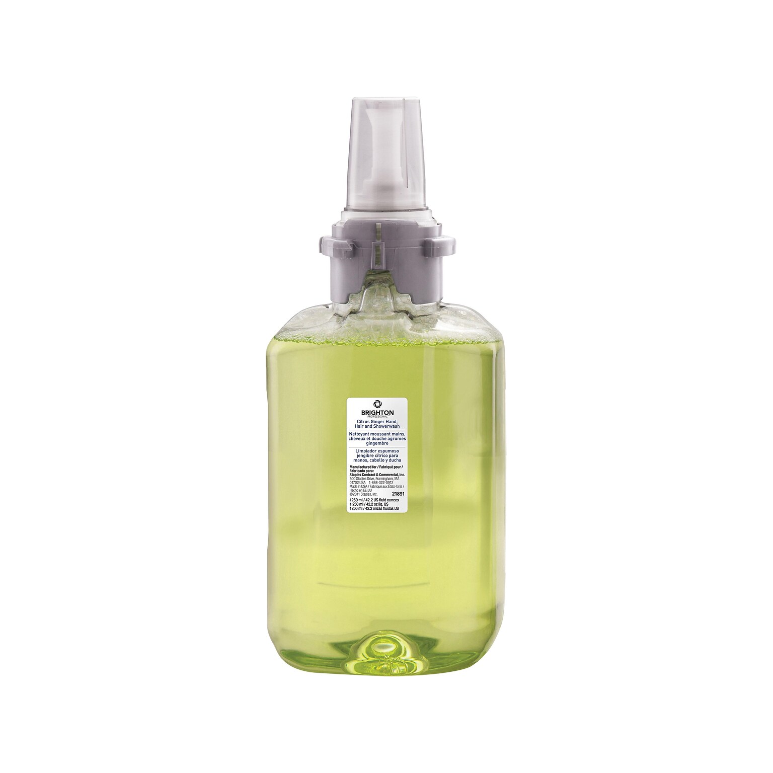 Brighton Professional Foaming Hand Soap Refill for BP12 Dispenser, Citrus Ginger Scent, 1250 ml., 3/Carton (21891)