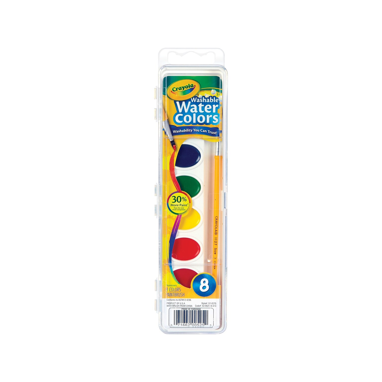 Crayola Washable Watercolors, Assorted (53-0525)