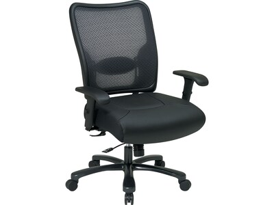 Space Seating 75 Series AirGrid Mesh Back Leather Computer and Desk Chair, Black (75-47A773)