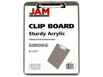 JAM Standard Plastic Clipboard, Smoke (340926884)