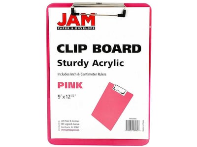 JAM Standard Plastic Clipboard, Translucent Pink (340926883)