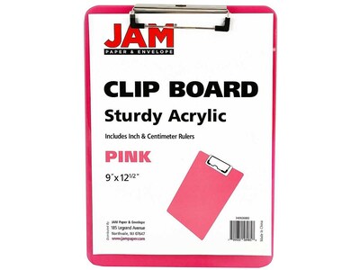 JAM Standard Plastic Clipboard, Translucent Pink (340926883)