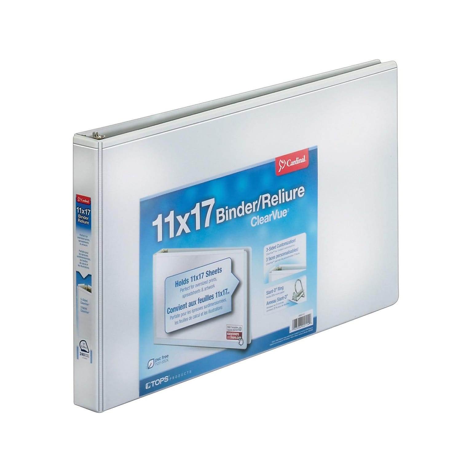 Cardinal ClearVue 1 3-Ring View Binder, D-Ring, White (22112V4)