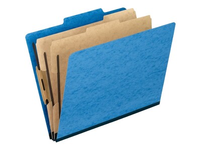 Pendaflex® Six-Section Colored PressGuard Heavy Duty Classification Folders, Light Blue, 10/Box (1257LB)