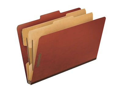 Pendaflex PressGuard Paperboard Heavy Duty Classification Folders, Legal Size, 2 Dividers, Brick Red