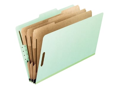 Pendaflex Top Tab Pressboard Classification Folder, 3 Partitions/8 Fasteners, Green, Letter Size, Ho