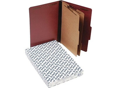 Pendaflex PressGuard Paperboard Heavy Duty Classification Folders, Legal Size, 2 Dividers, Brick Red, 10/Box (PFX2257R)
