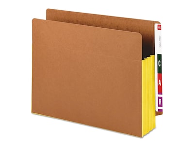 Smead Extra Wide Paper Stock File Pocket, 3.5" Expansion, Yellow/Redrope, 10/Box (73688)