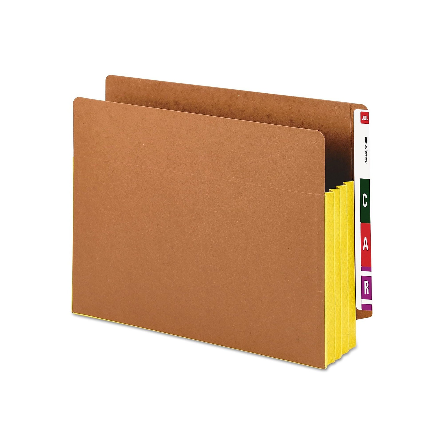 Smead Extra Wide Paper Stock File Pocket, 3.5 Expansion, Yellow/Redrope, 10/Box (73688)