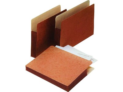 Pendaflex 100% Recycled Heavy Duty Reinforced File Pocket, 3 1/2 Expansion, Letter Size, Red Fiber