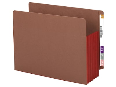 Smead Extra Wide Paper Stock File Pocket, 5.25" Expansion, Red/Redrope, 10/Box (73696)